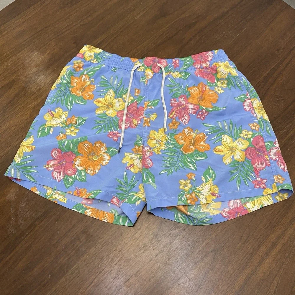 Polo Ralph Lauren Swim Trunks Mens 34 Blue Floral Tropical